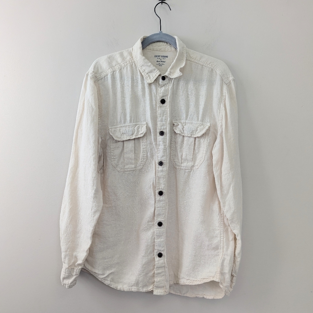 Lucky Brand X‎ Baird McNutt Sand Khaki Linen Button Up Shirt